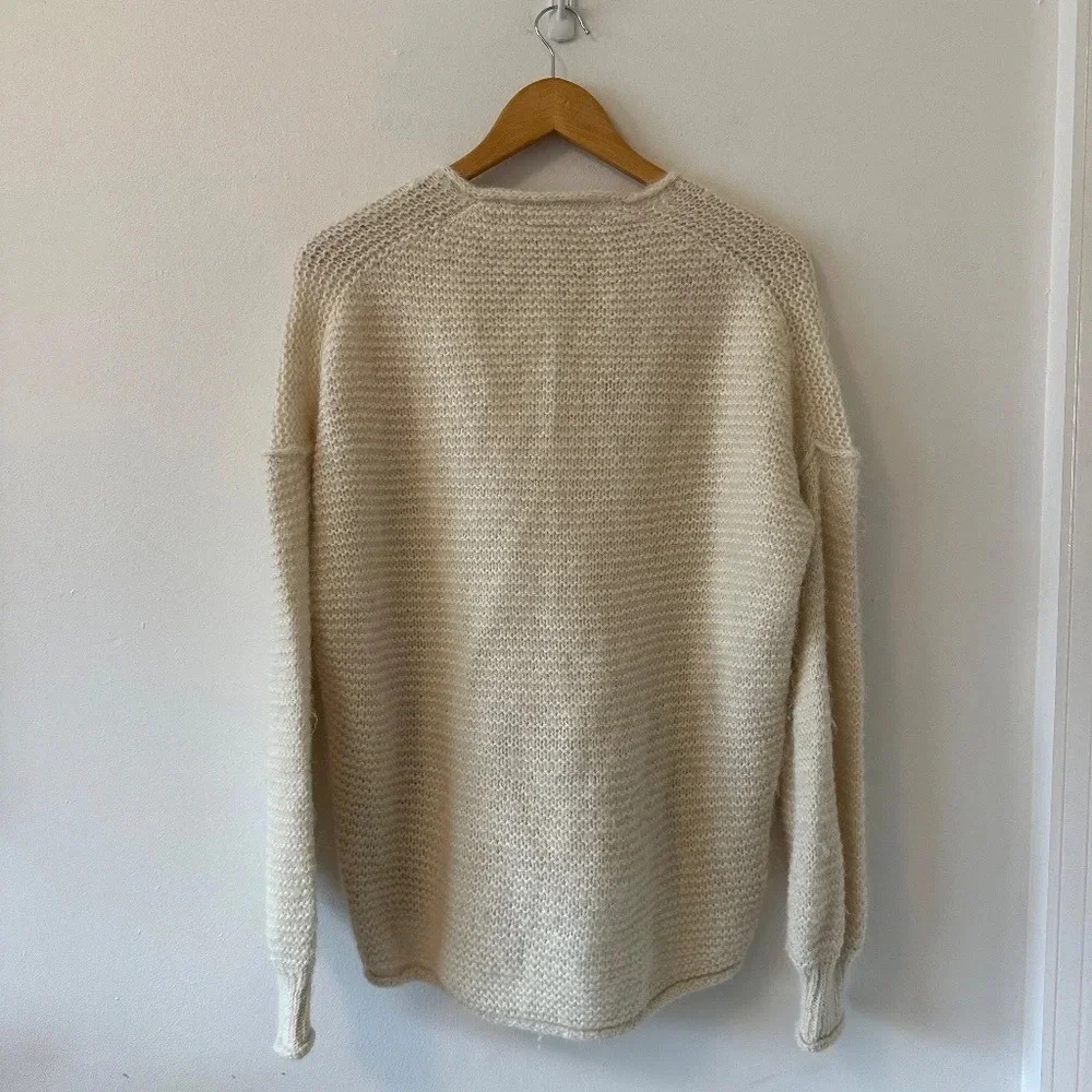 Free People Alpaca Blend Oversized V-Neck Sweater in Cream | Size XS